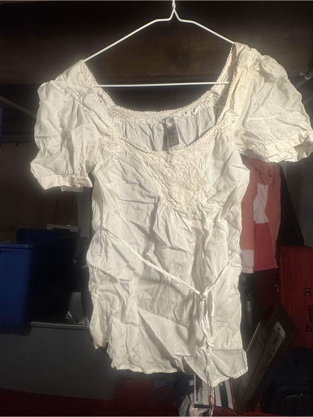 Women's Cream Peasant Blouse with Smocked Detail